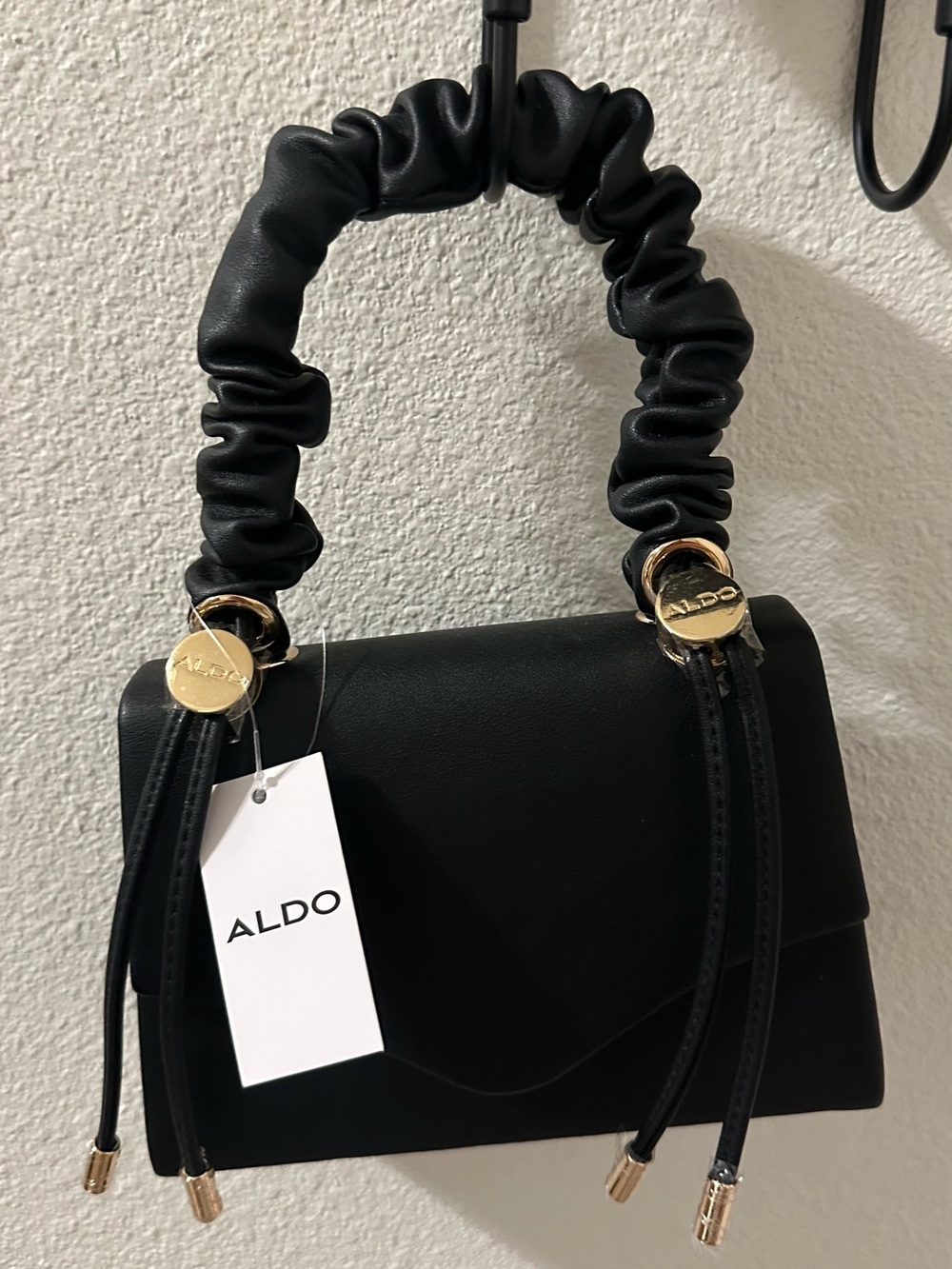 ALDO Black Mini Top-Handle Bag with Gold Accents